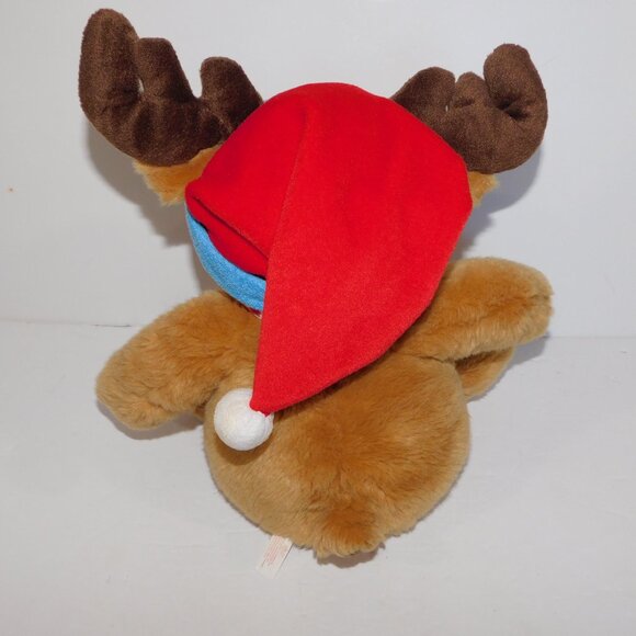 Russ 16" Plush Holiday Christmas Santa Hat Brown Reindeer Stuffed Toy xmas - Picture 4 of 5